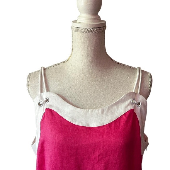 STAUD Women’s Pink and White Sleeveless Linen Dress Size XL - Picture 8 of 10